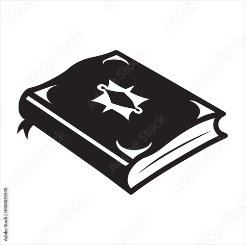 ancient spellbook silhouette vector illustration