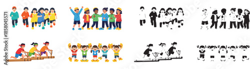 Group of children playing games and having fun