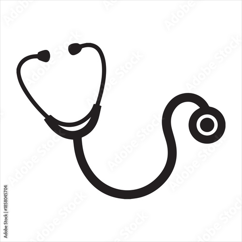 Antique Stethoscope Silhouette Vector Illustration