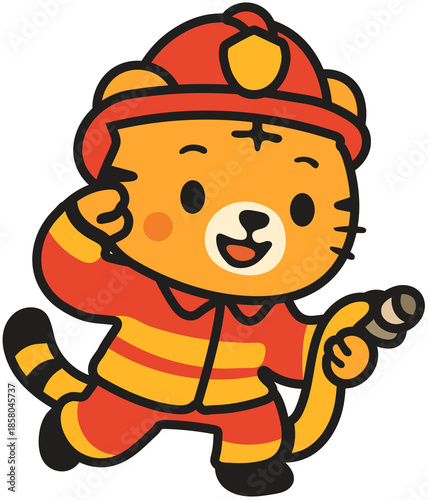 Принти на полотні fire rescue tiger make sure everything is ok vector illustration