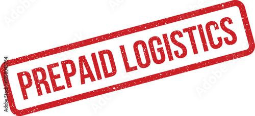 Red textured rubber stamp showing prepaid logistics text for shipping document marking