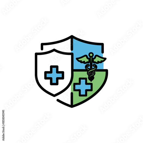 Medical Health Insurance Shield Symbol Protection Concept.