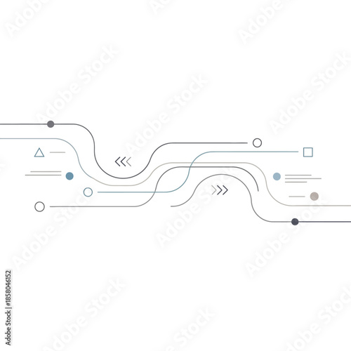 Abstract Digital Network Lines and Geometric Shapes Flowing.