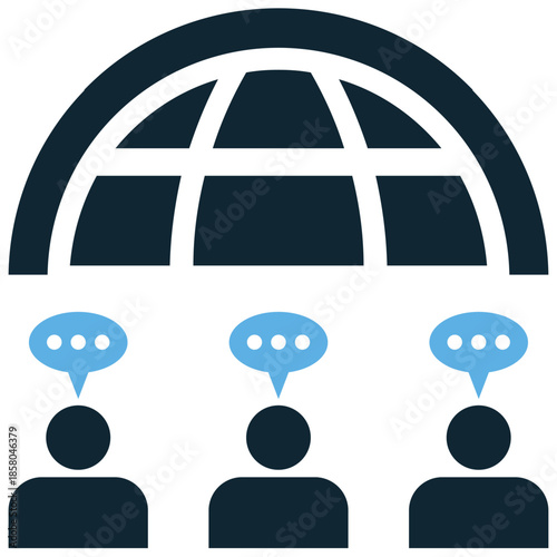 Public forum icon vector for debate and speech events. Ideal for illustrating town halls, conferences, discussions, and open communication platforms.