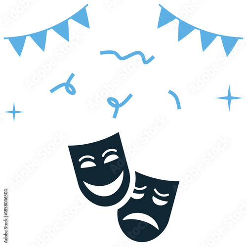 Cultural event icon vector for festivals and heritage shows. Ideal for illustrating traditions, arts, music, dance, and diversity celebrations.