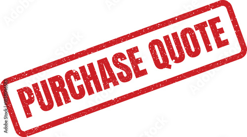 Textured rectangular rubber stamp with PURCHASE QUOTE text, useful for commercial estimates and pricing documents