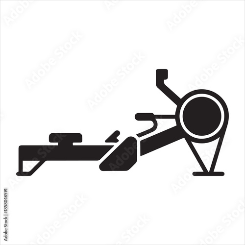rowing machine glyph icon symbol for cardio exercise and strength fitness equipment