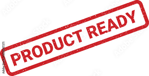 Textured red rubber stamp indicating Product Ready status for shipping or inventory management tasks