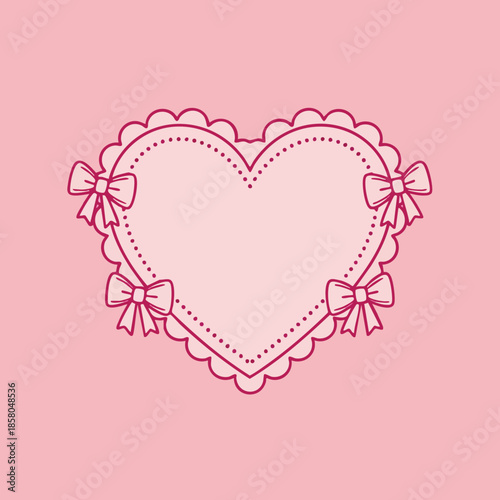 Whimsical heart shaped frame adorned with charming bows perfect for romantic invitations or sweet declarations