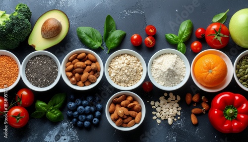 Wallpaper Mural Fresh and Nutritious Food Ingredients Flat Lay Composition Torontodigital.ca