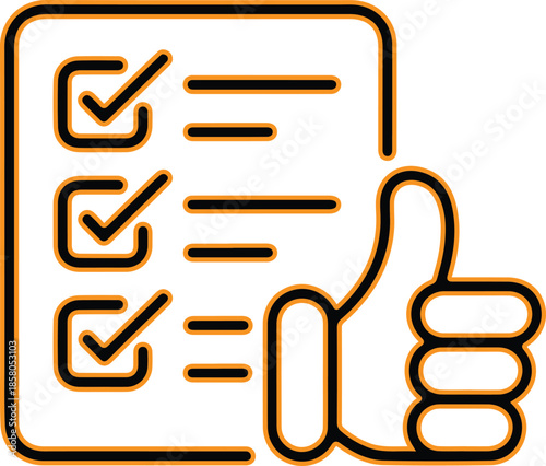 Completed task list with thumbs up