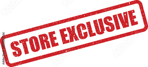 Distressed rectangular rubber stamp impression with the prominent text Store Exclusive, highlighting unique product offerings or special promotions