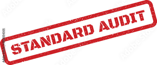 Distressed rectangular vector stamp with STANDARD AUDIT text signifying a formal examination process for compliance, records, or financial statements review