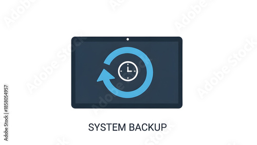 Free Download A graphic illustration of a system backup process on a tablet device - GFXLoad
