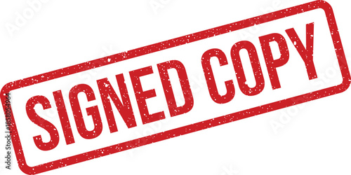 Distressed red rectangular stamp with SIGNED COPY text, indicating a verified duplicate or reproduced document
