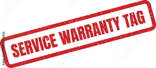 Distressed red rubber stamp displaying the bold text SERVICE WARRANTY TAG, presented as a clear official mark on a plain background