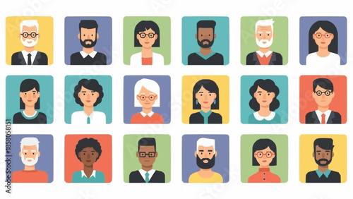 Diverse Group of People Avatar Icons Representing Community.