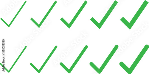Array of green check marks