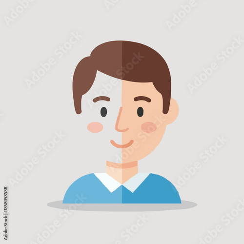 A cartoon man's smiling face depicts a clear contrast with one side pale and the other normal skin tone, symbolizing change.