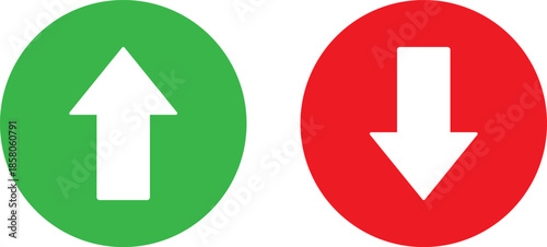 Green up arrow and red down arrow