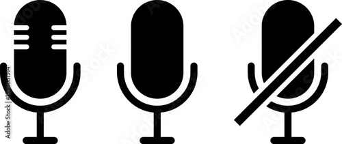 Microphone icons displaying active, inactive, and muted states