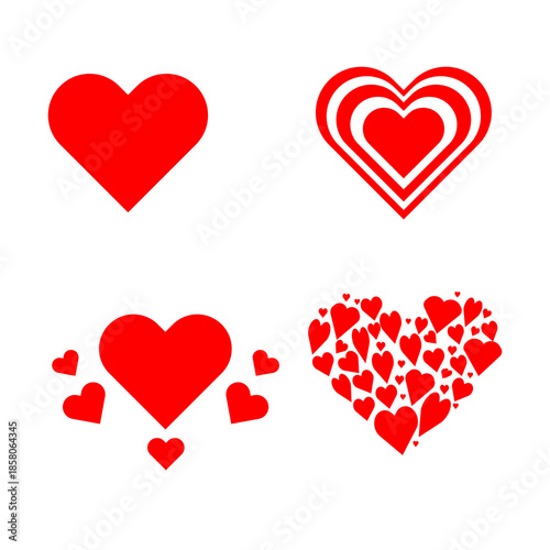 Heart icons set. Hearts doodles collection. Valentine's day icons. Medical health care and love passion concept. Romance and love icon.