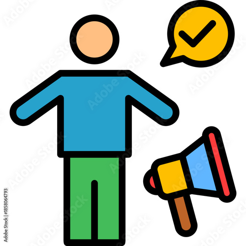 Freedom Of Speech lineal color icon