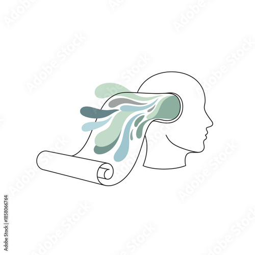 Abstract Concept of Ideas Flowing from Human Mind.