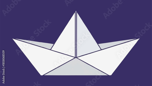 White Paper Boat Illustration with Simple Design and Clean Lines.
