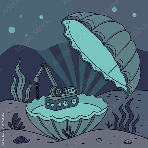 Underwater Robot in a Giant Clam Shell