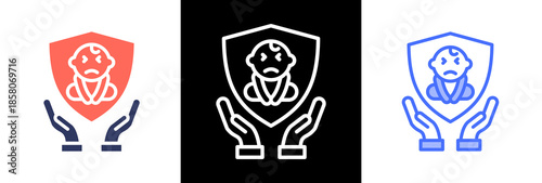 Child Protection triple icon