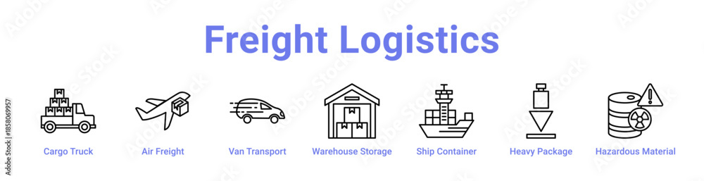 Fototapeta premium Freight Logistics Icon Banner and Collection