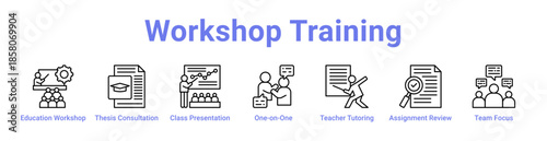 Workshop Training Icon Banner and Collection