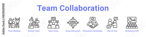 Team Collaboration Icon Banner and Collection