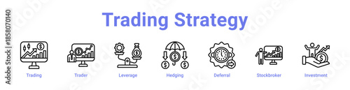 Trading Strategy Icon Banner and Collection
