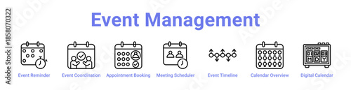 -Event Management Icon Banner and Collection
