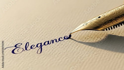 Elegant Fountain Pen Writing on Paper.