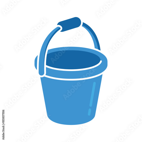 Blue plastic bucket with handle Vector