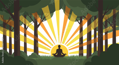Forest meditation sunrise