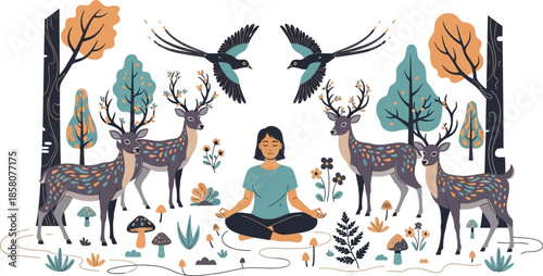 Mindful deer forest calm