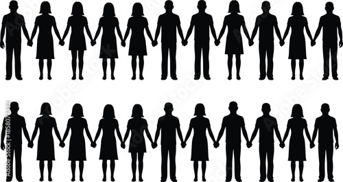 Comprehensive Silhouette Illustration Showing the Female Life Cycle From Infancy and Childhood to Old Age Disability and Final Death at Graveside