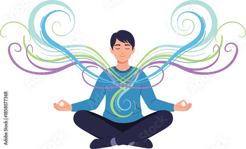 Man meditating calmly