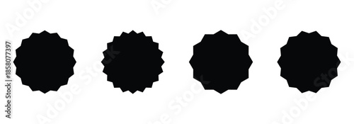  Black starburst set for Price sticker, sale sticker, price tag, quality mark, retro stars, sale.  Vector illustration isolated on white background.