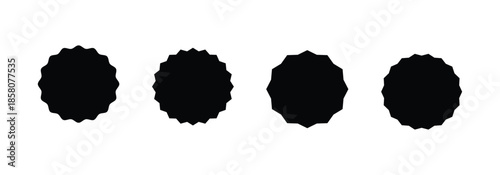  Black starburst set for Price sticker, sale sticker, price tag, quality mark, retro stars, sale. Vector illustration isolated on white background.