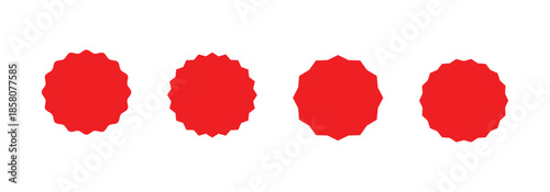 Set of two red starbursts on a transparent background. Starburst for discount tags, posters, banners, and graphic design.