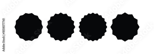 Set of black starbursts for discount tags, posters, banners, and graphic design. Black starburst on a white background.