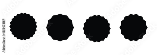 Set of black starburst, badges for Sale sticker, price tag, starburst icon set . Circle sticker set with curvy edges. Starburst set isolated on white background.