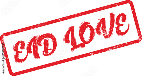 Distressed Red Rectangular Frame Stamp with Eid Love Typography for Festive Season Wishes