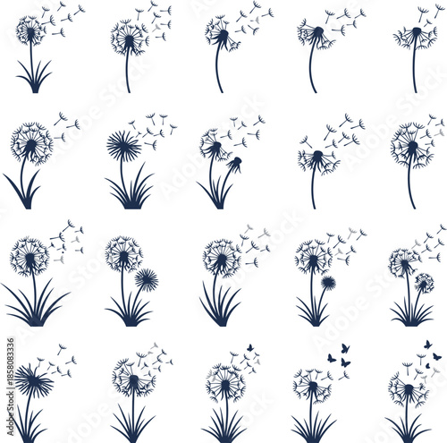 vector set of floral elements