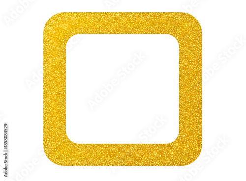 Golden glitter frame border isolated on transparent background
